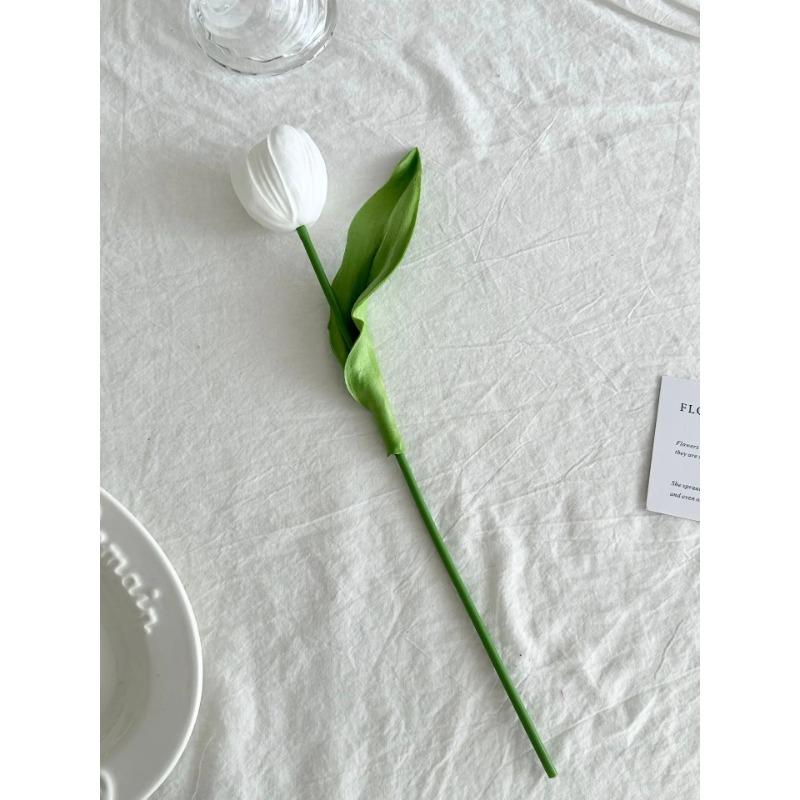 

1Pcs Tulip Artificial Flowers Real Touch Bouquet Fake Flowers for Home Bedroom Decor Garden Wedding Decoration Vase Accessories белый