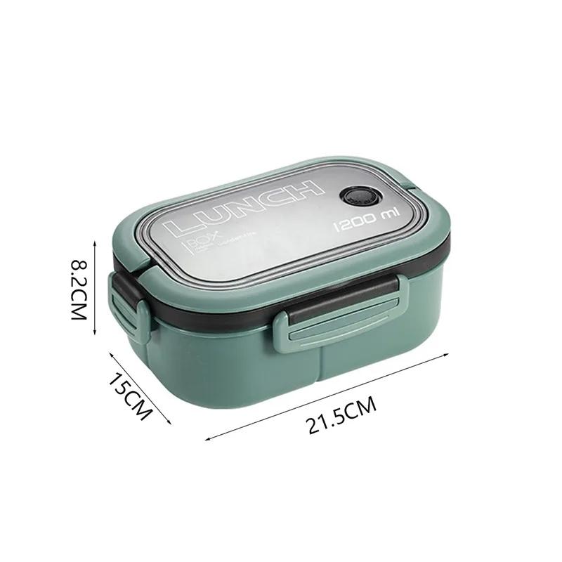 1pc Bento Box Lunch Box Double Layered Lunch Box With Spoon & Fork High Capacity Food Containers Leakproof Eco-Friendly BPA
