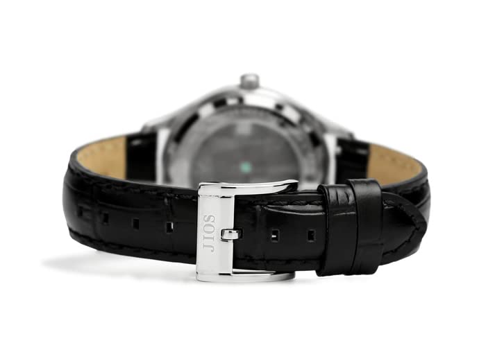 JIOS Automatik Made in mit Echtlederarmband und Saphirglas mit schwarzem Krokodilprägung Herrenuhr, Japan, (Schwarzes Armband)