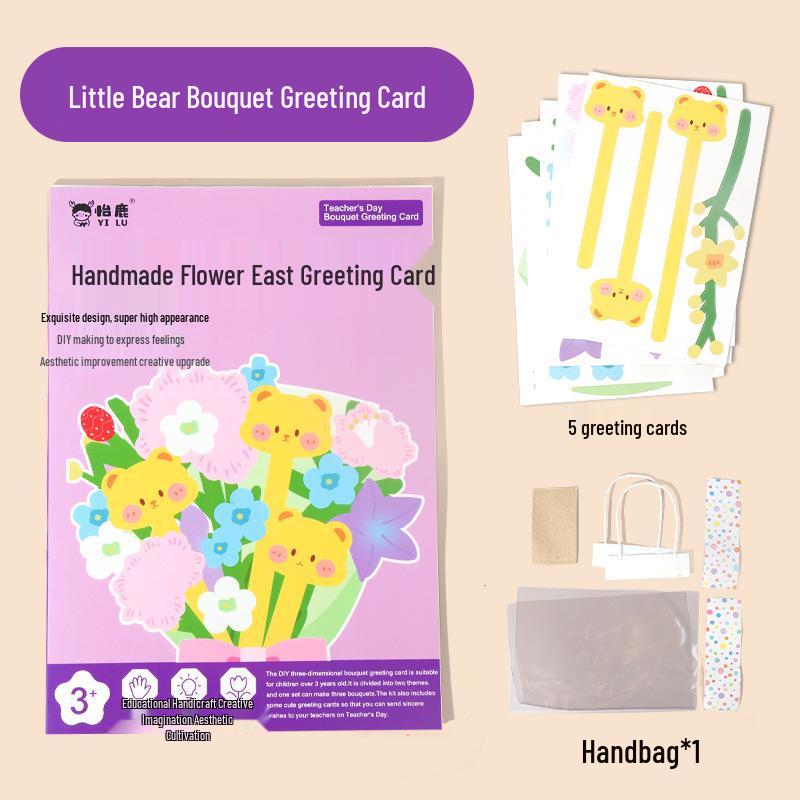 

2025 Handmade Thanksgiving & Teacher s Day Greeting Card for Kids - DIY Bouquet Design