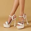 Liyke Elegant Women Party Wedding Pink Shoes  Summer Fashion Buckle Strap Platform Sandals Sexy Open Toe Stripper High Heels
