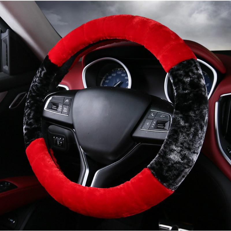 38cm Universal Car Steering Wheel Cover Antislip Fashion Plush Short Fur Soft Warm Design