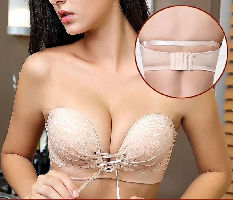 უსახელო ბიუსტჰალტერი ქალებისთვის მაქმანებიანი უკარკასო დიდი ზომის ბრალეტი უნაკერო თეთრეული ფოლადის რგოლის გარეშე უხილავი ბიუსტჰალტერი ტოპი არასრიალებადი ბიუსტჰალტერები ტოპები