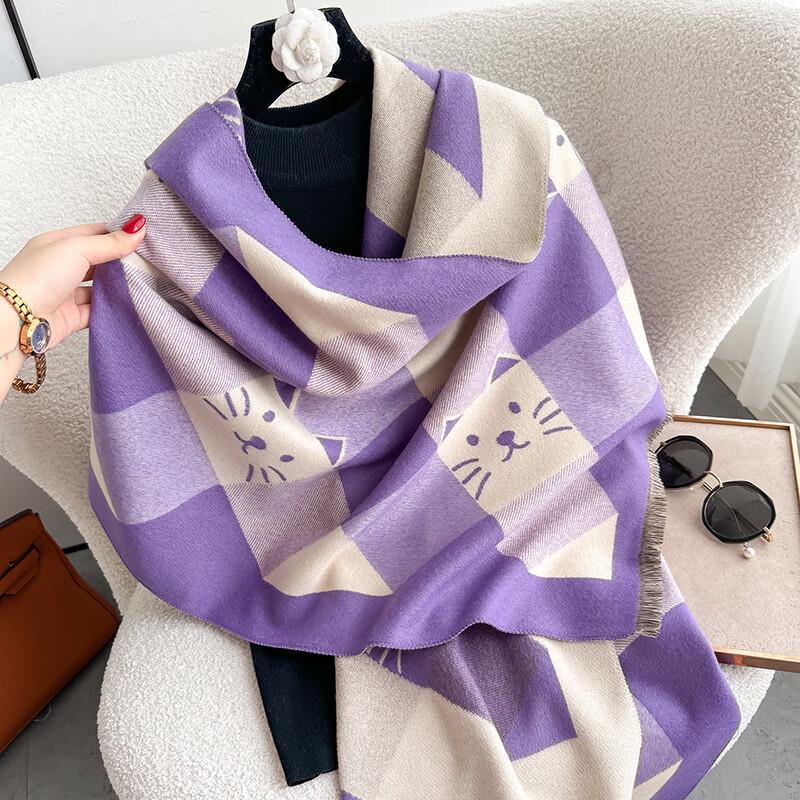 Women's Plaid Cat Imitation Cashmere Scarf Shawl