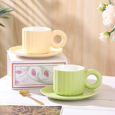 Coffee Cup And Saucer Ceramic Mug Household Afternoon Tea Cup And Saucer Set Nordic Style Couple Water Cup Souvenir