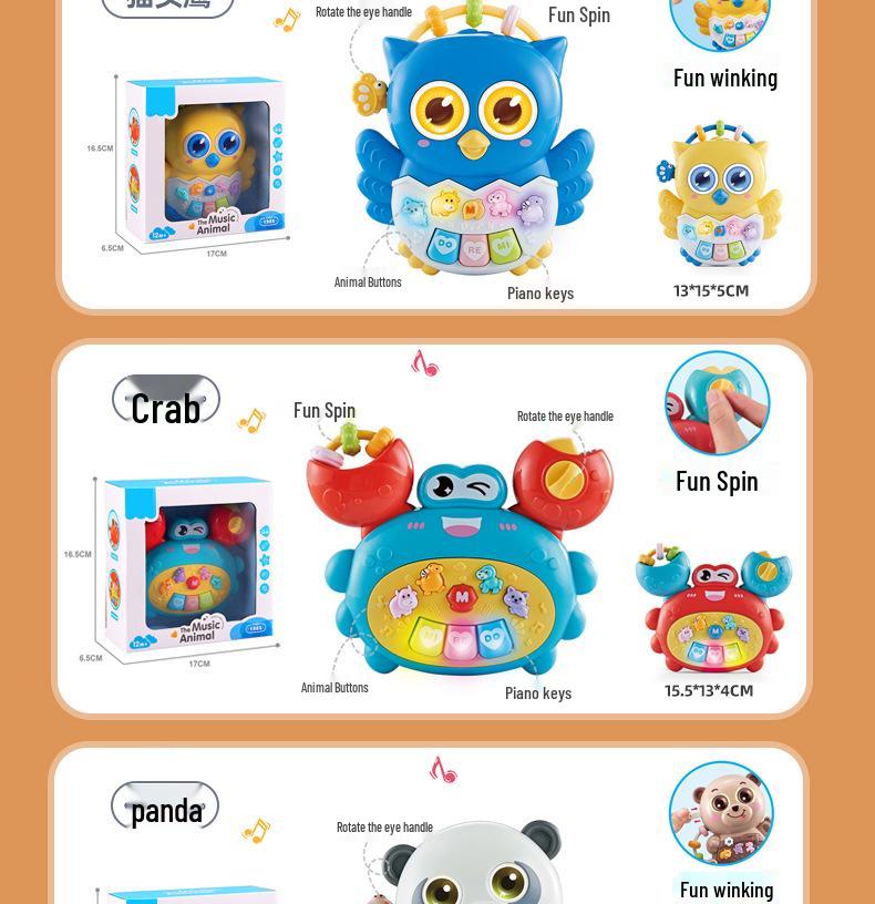 Multifunctional Dinosaur Electronic Organ Toy for Early Education - Sound and Light Piano with Cartoon Animals for Babies and Toddlers