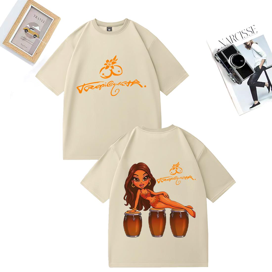 

Karol G Tropicoqueta 2025 Album Merch Graphics T-shirt Men Women Fashion Vintage T-shirts Casual Cotton Loose Short Sleeve Tees 3XL