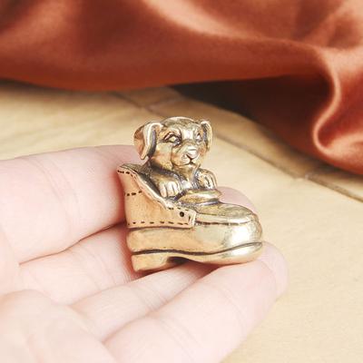 Pure Brass Shoe Hidden Puppy Handle Pendant Frozen Dog Fun Creative Hanging Ornament Small Copperware Wholesale