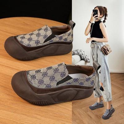 Canvas Shoes Lightweight Single Shoes Women's Autumn New Platform Retro Lazy Casual Shoes
