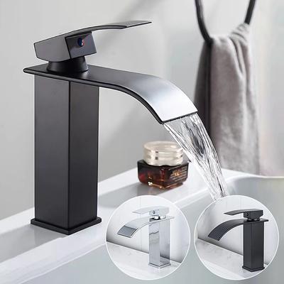 Flat Spout Bathroom Faucet for Sink, Hot and Cold Water Mixer Tap, Above Counter Basin Faucet for Bathroom Washroom