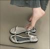 2025Designer Summer Open Toe Women Flats Sandals Fashion  Outdoor Beach Dress Gladiator Sandalias