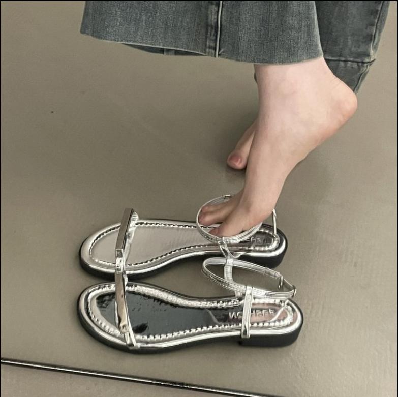 2025Designer Summer Open Toe Women Flats Sandals Fashion  Outdoor Beach Dress Gladiator Sandalias