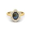 8X6MM Oval Labradorite Gemstone 925 Sterling Silver Gold Plated Solitaire Halo Women Engagement Ring