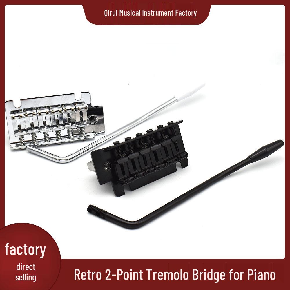 Silver/Black Vintage Electric Guitar Double Locking Tremolo Bridge System Chrome