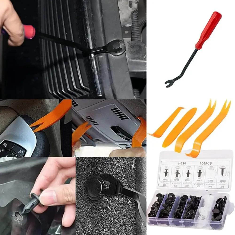 100PCS Universal Bumper Retaining Clip, Automotive Plastic Fastener Push Retainer Kit, Automotive Boxed Buckle Combination Kit