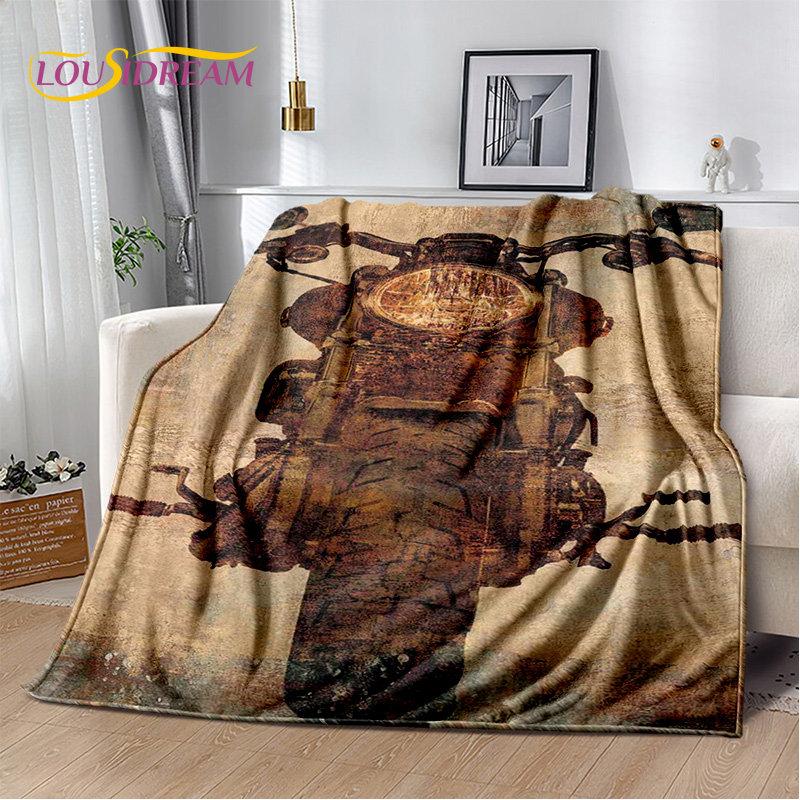 3D Retro Vintage Motorcycle Soft Plush Blanket,Flannel Blanket Throw Blanket for Living Room Bedroom Cover Beds Sofa Picnic