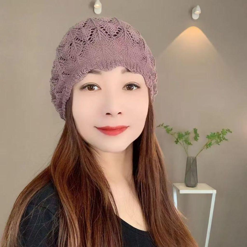 Knitted Hat Woman Autumn Winter Wool Beanie With Breathable Design For Casual Wear