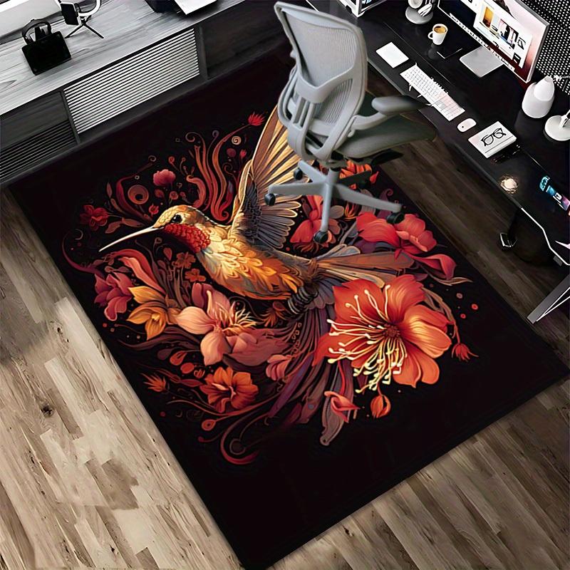 1pc Hummingbird Flowers Themed Rug for Home Decor, Non-slip Office Carpet, Chair mat, Outdoor Mat, Christmas and Halloween gifts-0731016