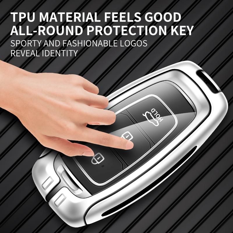 Metal Leather Car Key Case Cover Shell for Hyundai Santa I30 IX35 Encino Kona Solaris Accent Fe Azera Grandeur Elantra Accessory