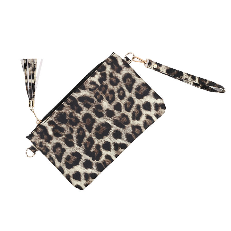 Women Clutch Bag Leopard Print Long Wallets Female Fashion Design PU Leather Wallet Messenger Bag Ladies Elegant Handbag Change Key Case