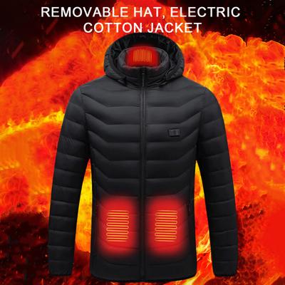 Winter Elektrische Heizjacke USB-Stromversorgung 9 Heizzonen Kapuze Gepolstert