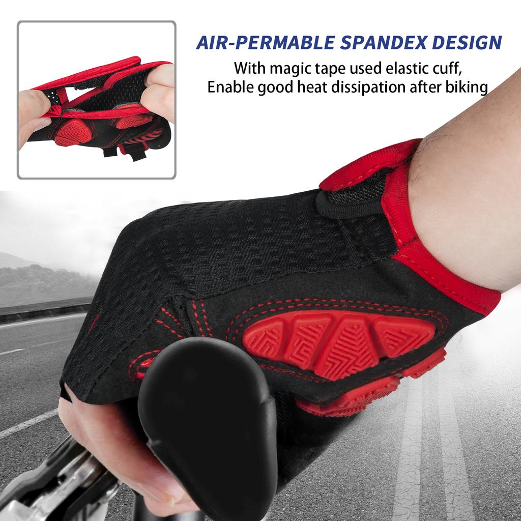 Guanti da Ciclismo Estivi Sportivi, Imbottitura in Gel 5MM Mezzi Dita Guanti da Bicicletta MTB Antiurto Antiscivolo Guanti da Bici per Uomo Donna