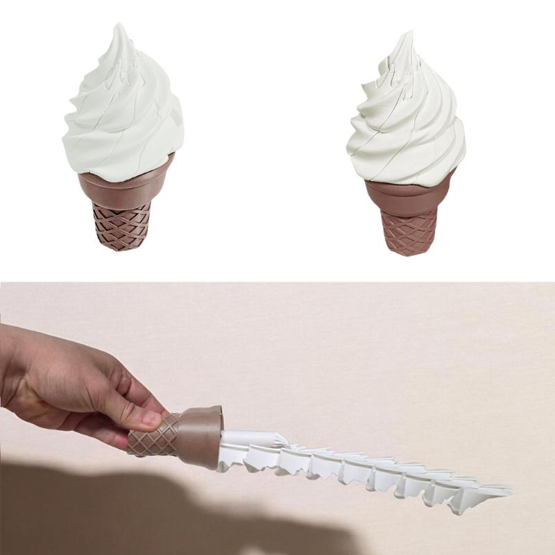 Ice Cream Desk Decors Toy, Stretchable 3D Printed Stress Relief Sensory Fidgeting Figurine for Students, Work Desks, and Shelf Display