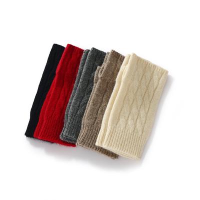 Women's Winter 100% Wool Twisted Short Fingerless Gloves Warm Knitted Half-Finger Sleeves Solid Color Hiking Wrist Guards