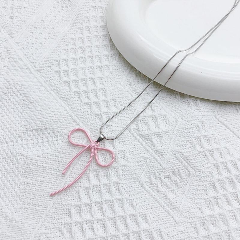 Bohomian Beaded Choker Necklace Bow Chain Necklaces Bowknot Neckwear Wedding Party Jewelry for Women and Girls