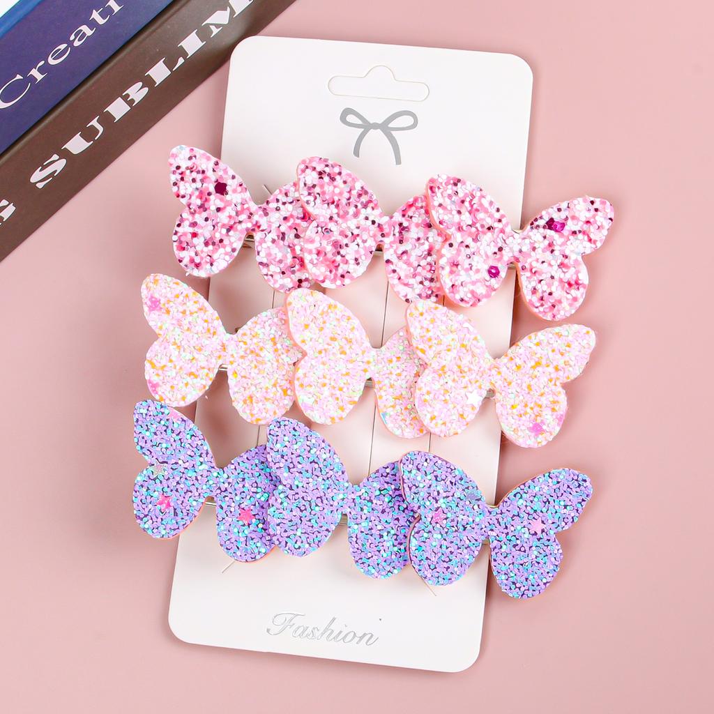3PCS Colorful Flower Hair Clips Women Grils Cute Glitter Butterfly Hairpin Barrettes Hair Clips Children Kids Hair Accessories