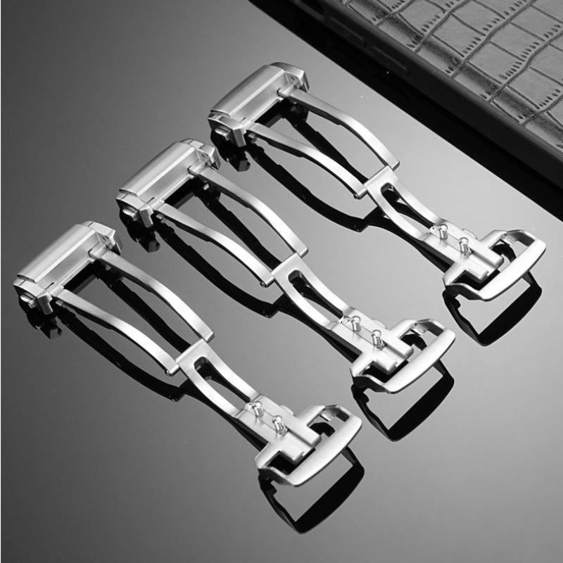 For Longines 18mm Adjustable Butterfly Watch Buckle For Silicone rubber strap Stainless Steel Metal Clasp Watch band Accessories