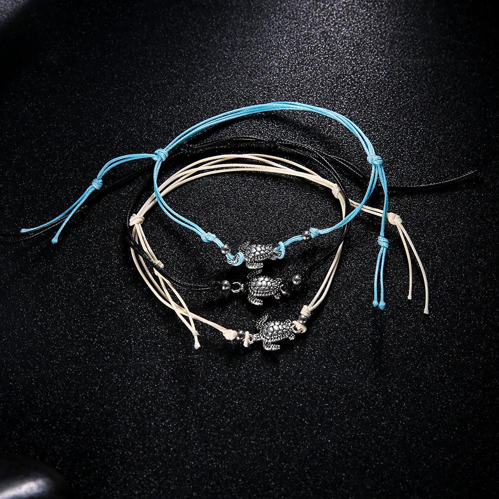 3pcs Set Bohemia Trendy Sea Turtle Rope Weaving Anklets for Women Retro Charm Summer Beach Jewelry Set Holiday Accessories Gift