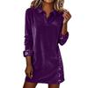 Women's Sequin Lapel Patchwork Dress – 14 Solid Colors, Long Sleeve Party Dancewear