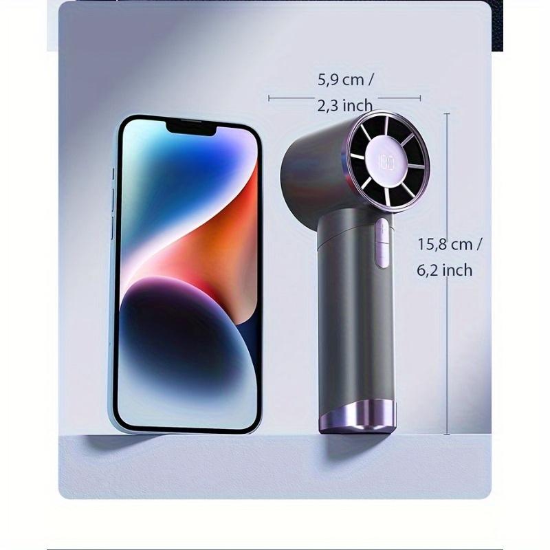 1pc Turbo Handheld Fan with LED Display, 100 Speed Adjustable Portable Mini Fan USB Rechargeable 1200mAh, Max Wind Speed 9m/s,