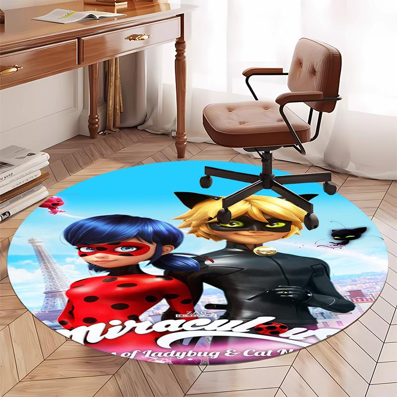 Miraculous Printed Round Rug Carpet Chair Rug Area Rug Entryway Doormats,for Office Chair Living Room Bedroom Kitchen Room.