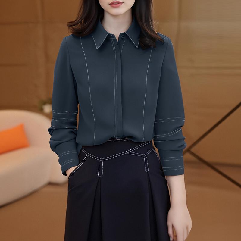 ZANZEA Women Casual Turn Down Collar Solid Color Loose Long Sleeve Blouse