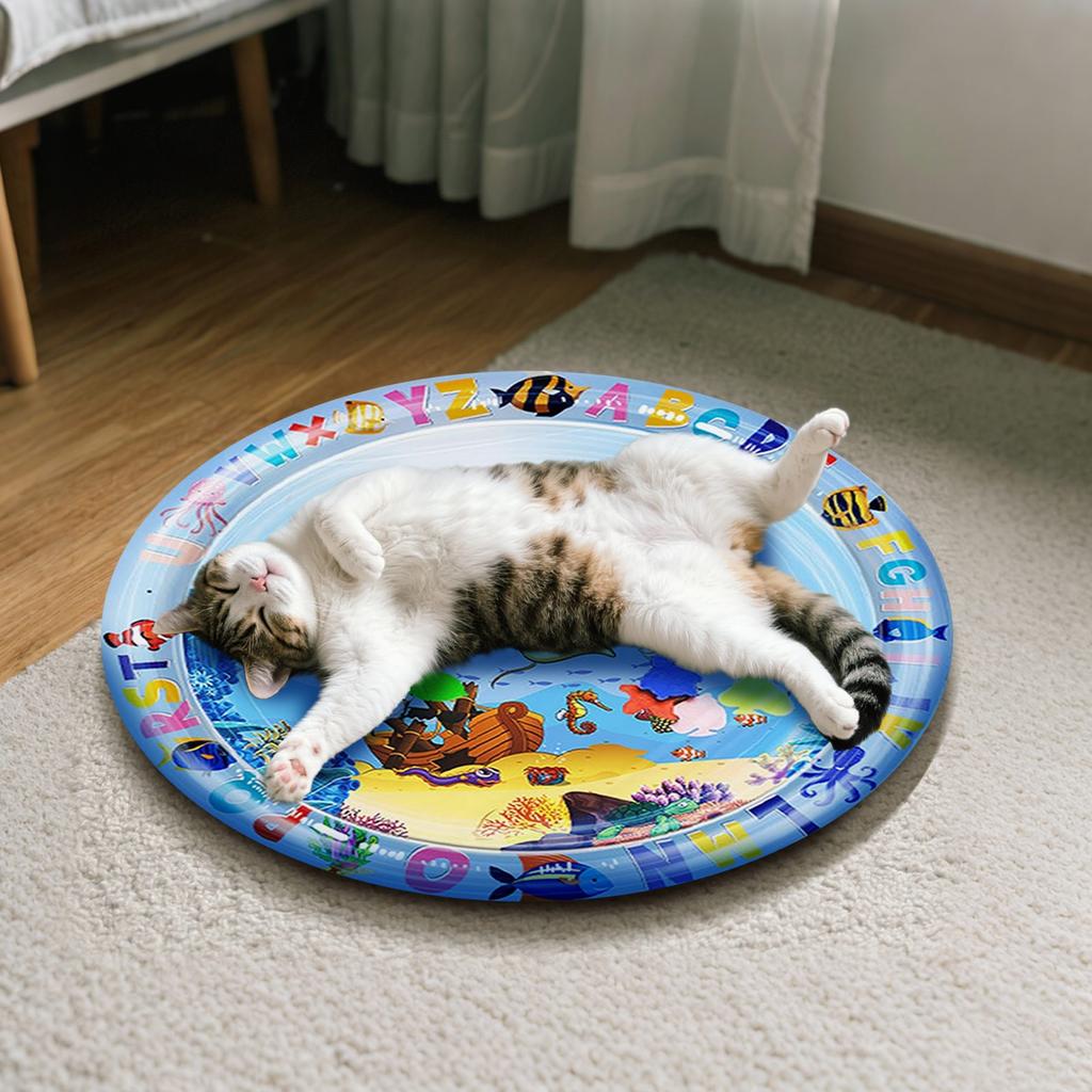 Pet Waterbed, Thickened And Dog Water Sensory Play Mat, Waterbed Toys With Fish, Washable Inflatable Play Mat, Puncture Proof Pet Pad, Feels Cool An