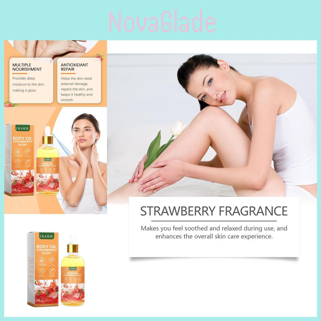 Ouhoe Strawberry Moisturizing Body Oil Hydrating Nourishing Elasticity Firming Rejuvenating Skin Care Treatment