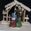 Vintage Holy Family Christmas Figurine Resins Nativity Scene Sculpture Holiday Tabletop Religious Decors Ornament Gift