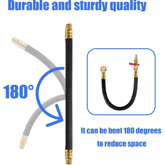 Hourleey RV Winterizer Kit, 18.5" Sprinkler Winterizing Blowout Adapter With Shut Off Valve, Air Compressor Quick-Connect Plug To 3/4" Hose Blow Out