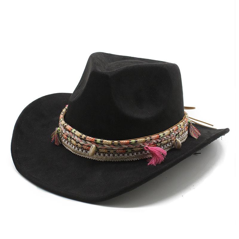Västlig Stil Suede Filthatt Med Bred Brätte För Män Och Kvinnor