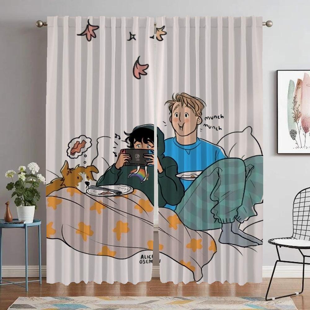Window Curtain for Room 2 Panel Heartstopper Partition Elegant Room Curtains Shades Tulle for Bedroom Halloween Decoration Child