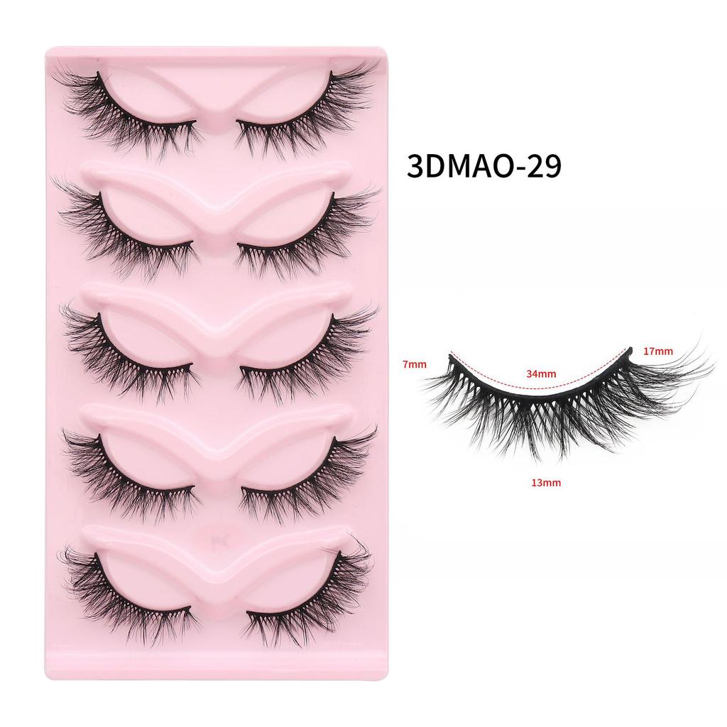 XF 5 Pairs Fox Eye Lashes 3D Silk Fluffy Faux Mink False Cat Eyelashes Custom Packaging Box with Private logo