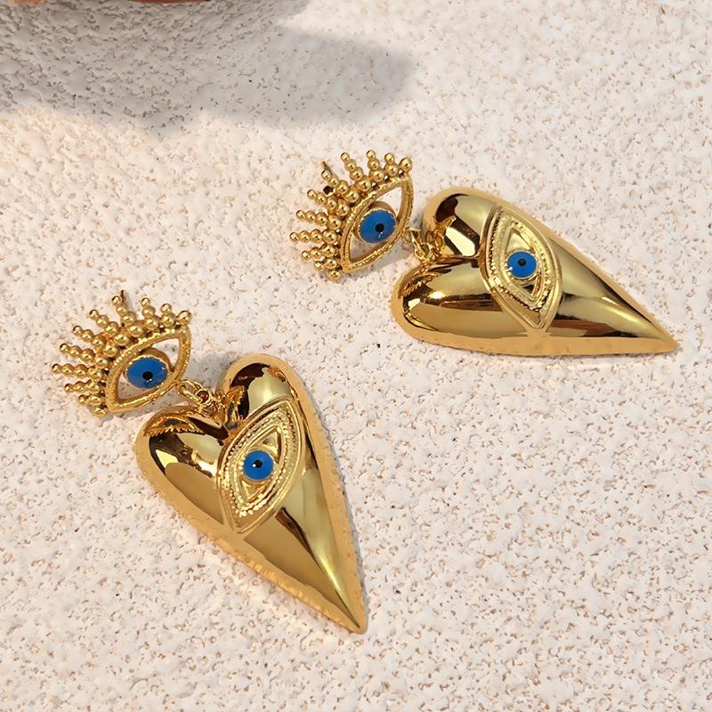 Módní 18k Zlatá Nerezová Ocel Kapající Olej Ďáblovo Oko Láska Přívěsek Šperky Náušnice