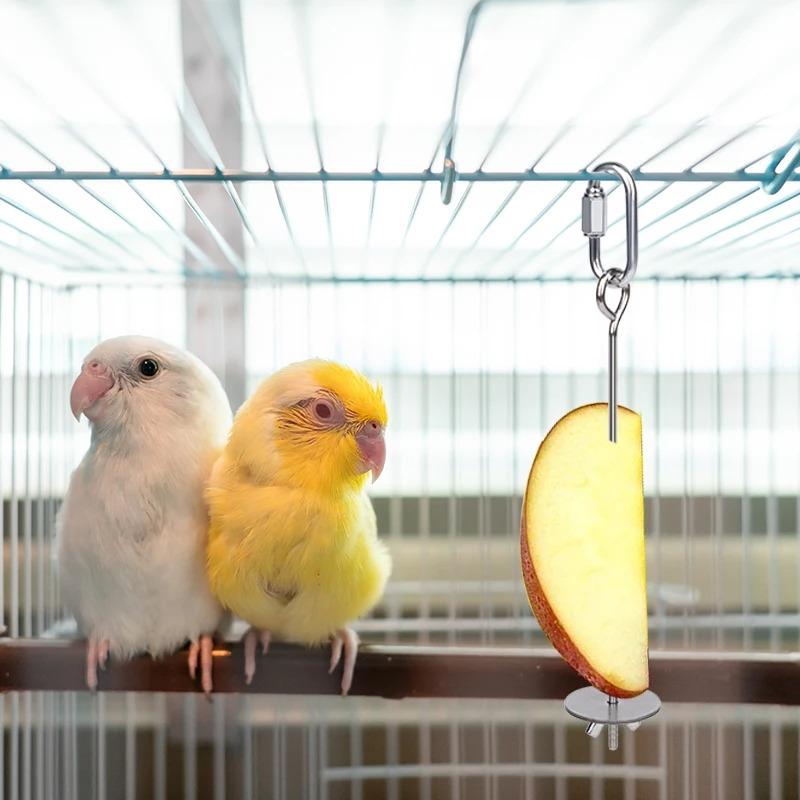 Parrot Stainless Steel Fruit Fork Apple Fork Toy Bird Cage Supplies Bird Fruit Insert Feeder Pet Parrot Accessories Bird Feeder