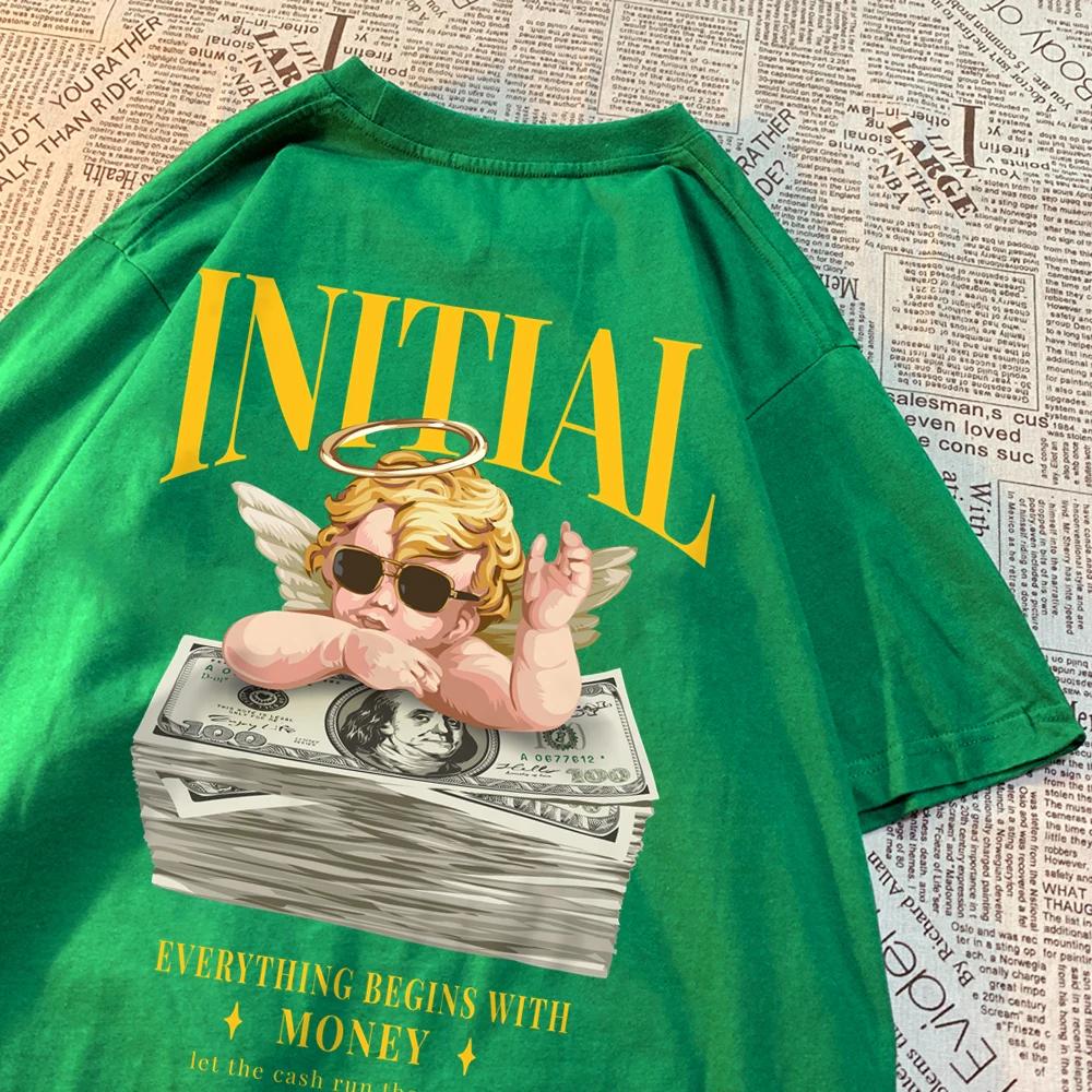 Everything Begins With Money Interesting Patterns Clothes Men Casual Breathable T-Shirts Cotton O-Neck T Shirts Hip Hop T-Shirt