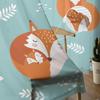 Cartoon Animal Fox Orange Color Blue Leaves Tulle Sheer Window Curtains for Living Room Bedroom Modern Voile Silk-like Fabric Drapes Drapes