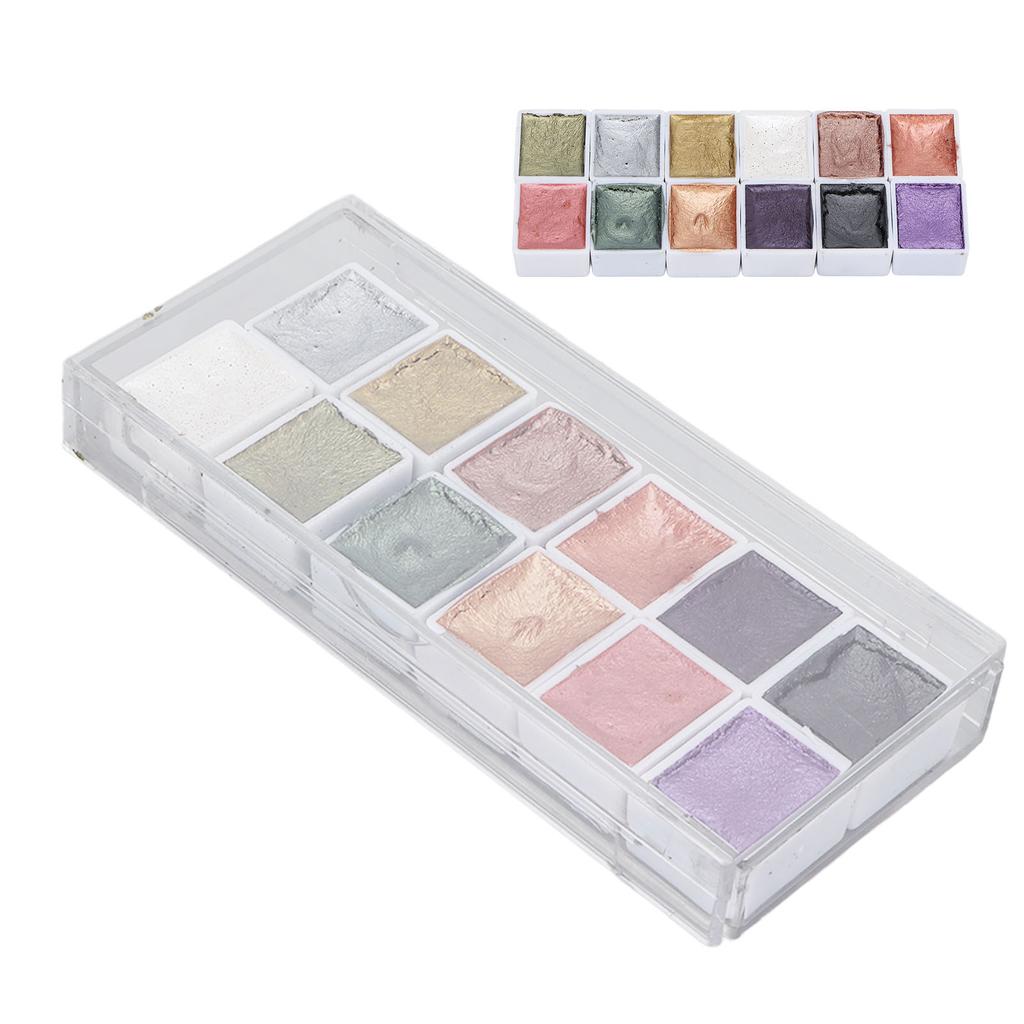 Vopsea Acuarelă Solidă cu Sclipici Perlat pentru Unghii, Pigment pentru Pictură Nail Art pentru Domnișoare