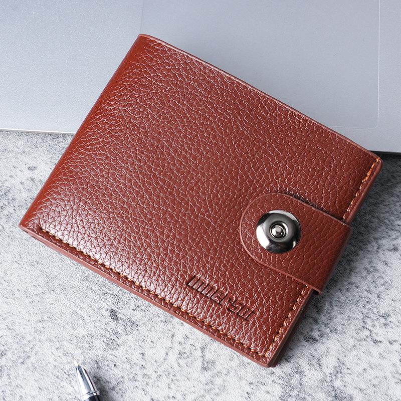 

Men s Horizontal Leather Wallet with Magnetic Snap and Zipper - Holds Driver s License светло-коричневого