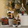 Cute Christmas Glowing Small House Luminous Warm Light Mini House Miniature Elegant Resin LED Light Snow House Home Xmas Decor